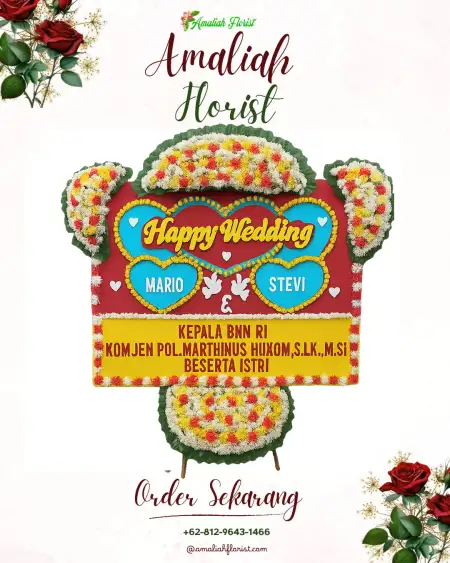 Papan Bunga Pernikahan Jati Gunting